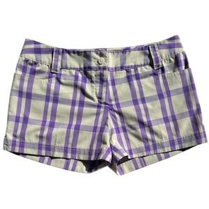 ADIDAS Shorts Womens 2 Purple Plaid Checked Stretch Golf Performance Chino